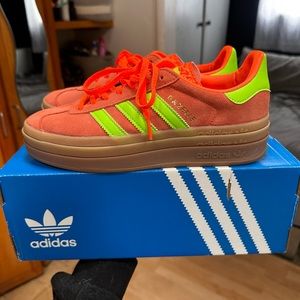 Adidas Gazelle orange and green